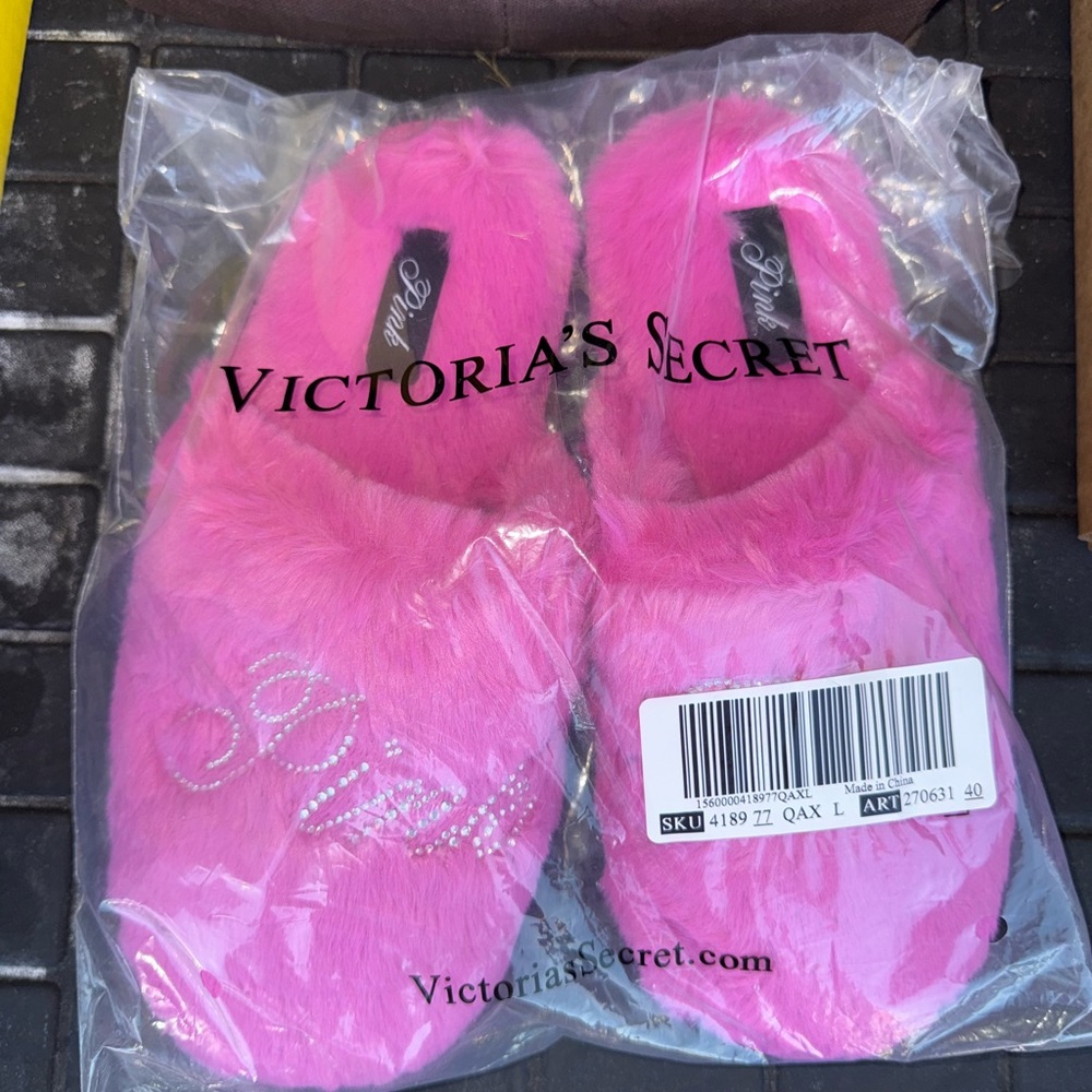 Victoria's Secret Pink Rhinestone Slippers